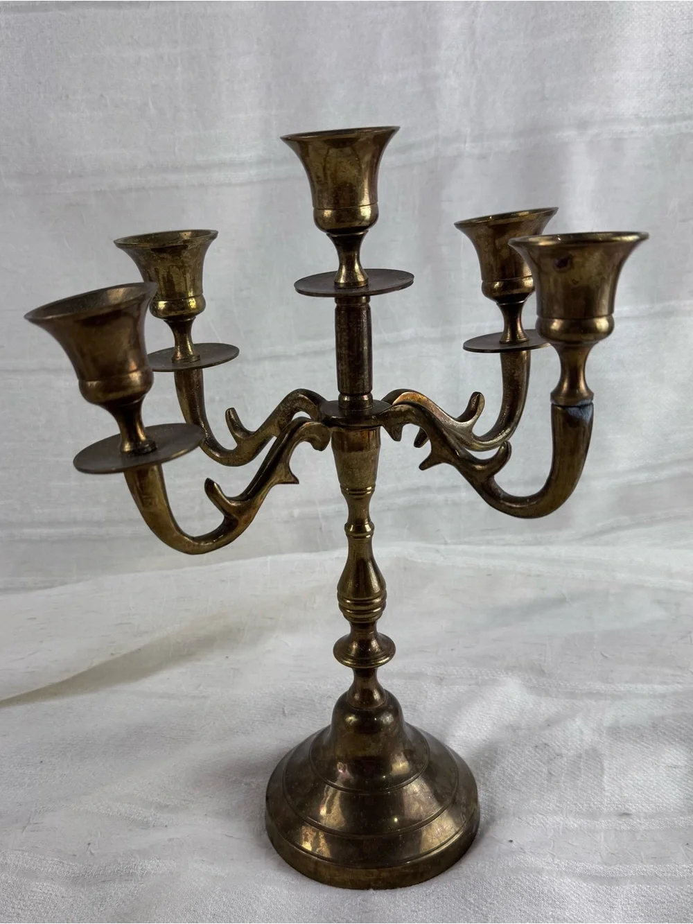 Pair of Vintage Brass 5-Arm Candelabra Candle Holders Circa 1994  Hosley Int’l